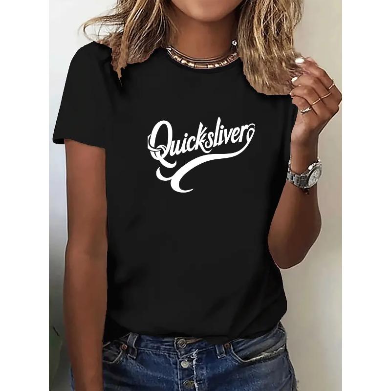 European Size Y2K Fashion | Women'S Crew Neck Short Sleeve T-Shirt | Casual Comfort, Geometric Pattern, Slight Stretch Fabric