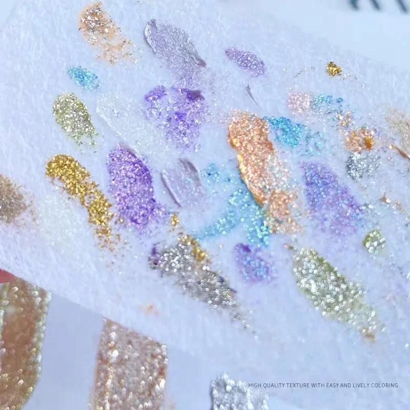 9 Grid Nail Solid Pigment Nail Art Decor Watercolor Manicure Metallic Paint Draw Chrome Glitter Powder Flowers Nails Fairy Power