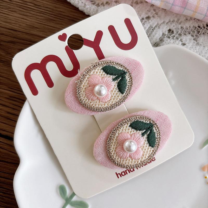 2pcs Pink Hairpins Fabric Lace Butterfly Baby Girls BB Clip Bangs Hairpin Embroidery Cute Children's Hairpin Hair Clips Headwear