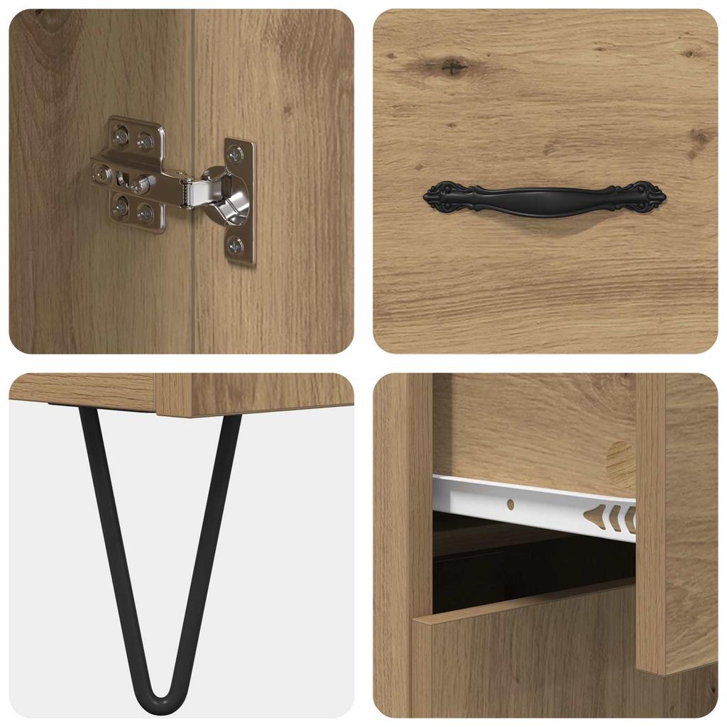 Highboard 2 pcs Artisan Oak Engineered Wood and Glass