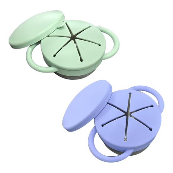 Silicone Snack Cup with Removable Food Catcher And Travel Lid 12 Oz Stainless Steel Spill-Proof Snack Container for Indoor Outdoor Adventures