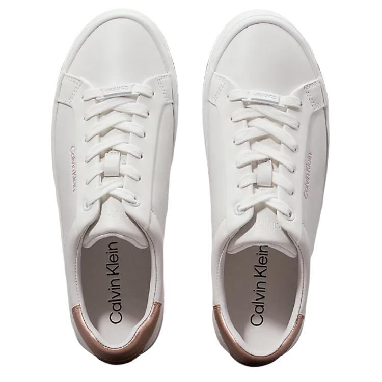 Calvin Klein Leather Metal Ankle Strap Low Top Sneakers Women sneakers White HW0HW021040K6