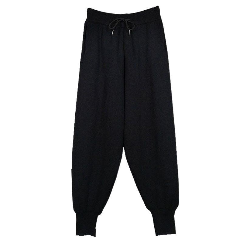 Korean High-Waist Knit Harem Pants for Women