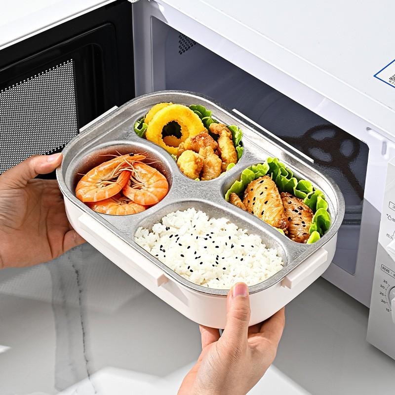 Titanium Lunch Box Students Office Workers - Leakproof 4-Compartment Bento Container Microwave Safe Insulated Portable