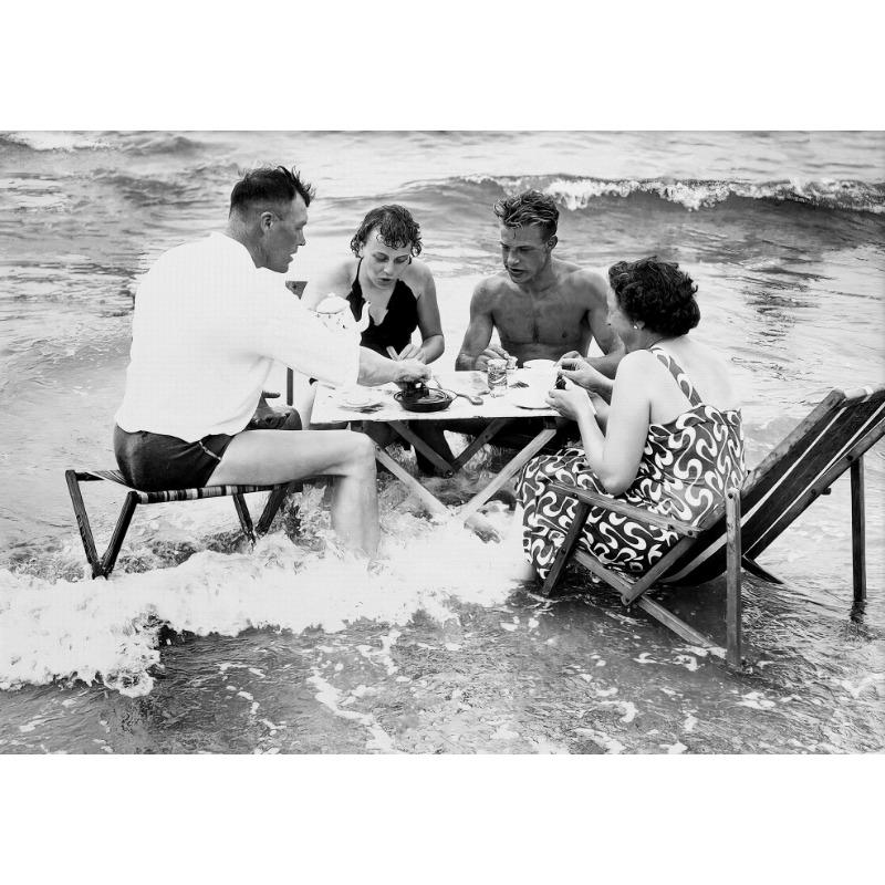 

Funny Black and White Poster Tea Party in Surf Cabaret Dancers Canvas Painting Old Photo Wall Art Picture Living Room Home Decor 21cm×30cm NoFrame