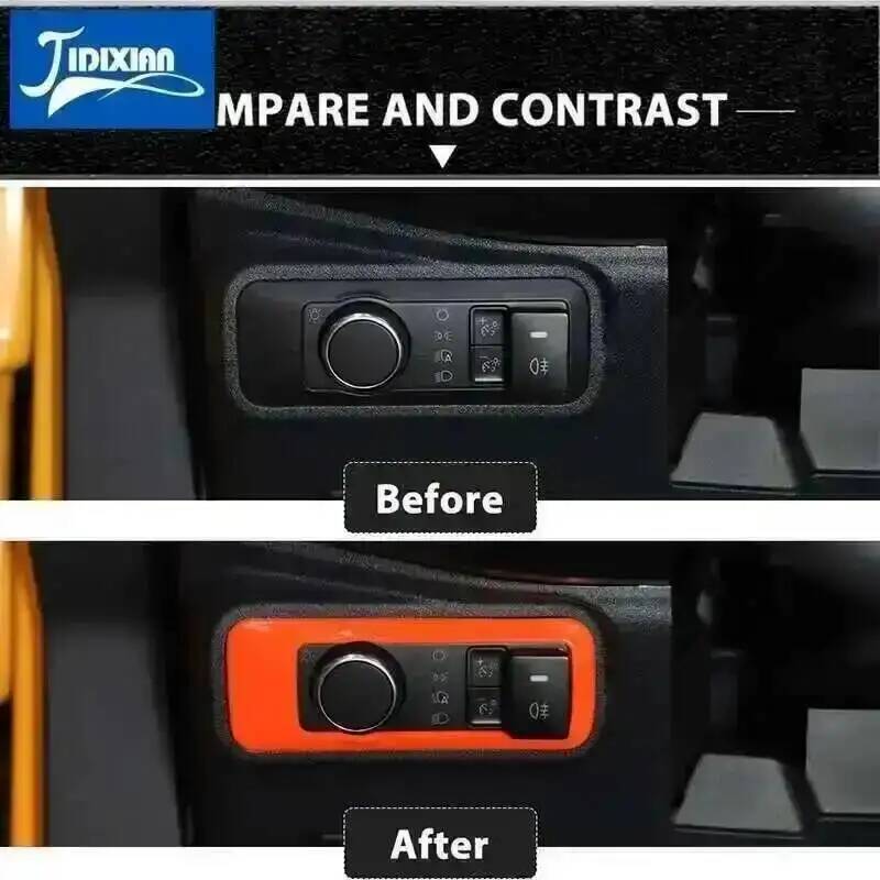 AJF1 JIDIXIAN Car Headlight Light Lamp Switch Panel Decoration Covers for Ford Bronco 2021 2022 2023 2024 2025 Interior Accessories