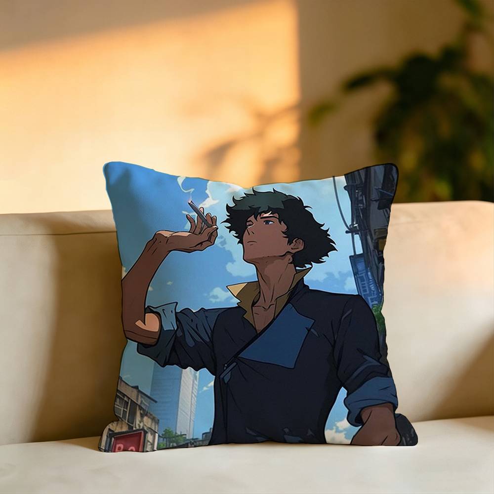 Hot Anime CCowboy Bebopp Pillow Case Square DoubleSided Sofa Cushion Cover Bedroom Bedside Pillow