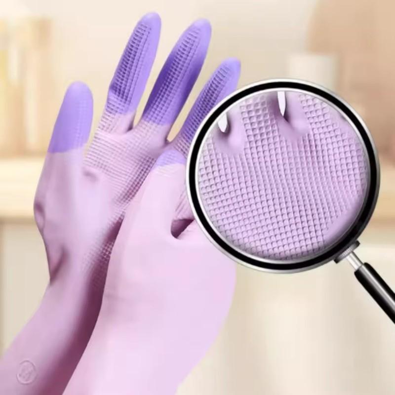Silicone Dishwashing Cleaning Gloves Kitchen Supplies Anti Slip Convenient Long Dishwashing Gloves Reusable Durable Household