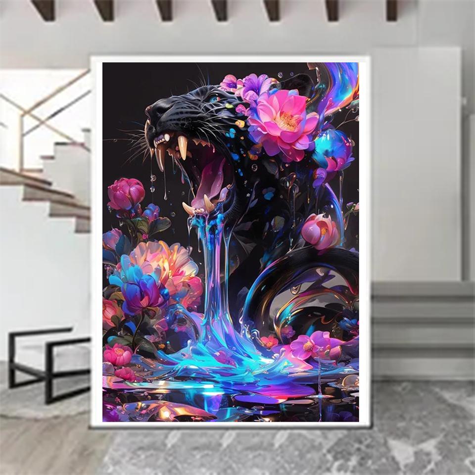Dream Flower Beast Tiger Lion Bird Edition 5D Diy Diamond Painting Mosaic Modern Wall Art Living Room Bedroom Home Decoration