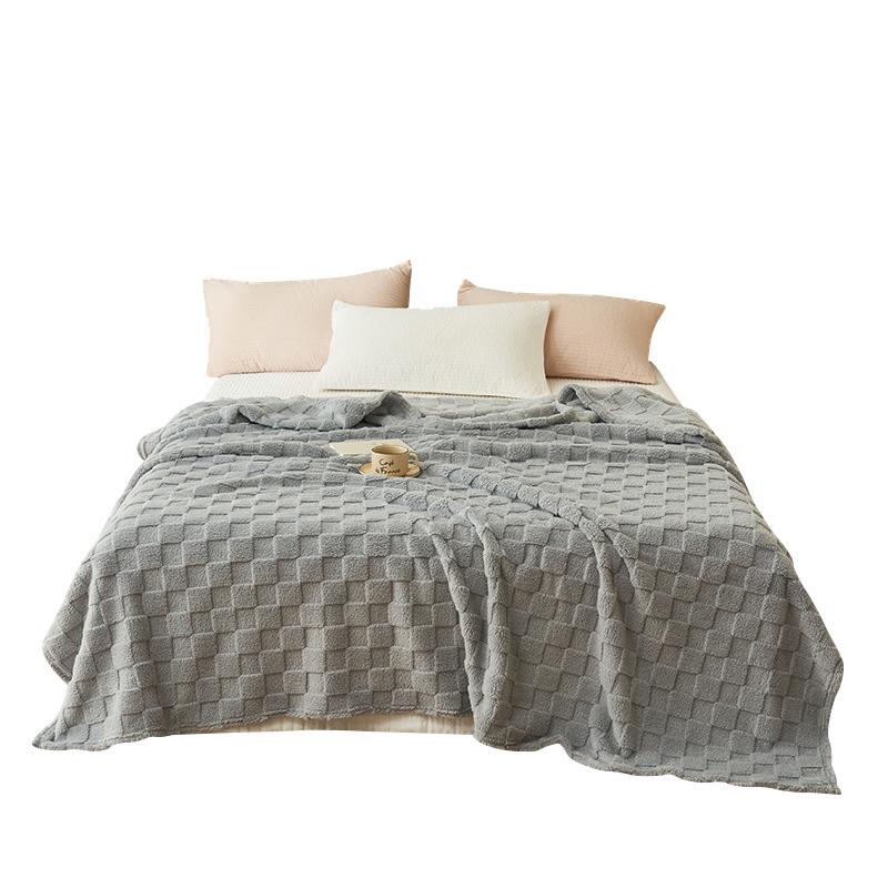 Flannel Waffle Air Conditioning Sofa Blanket - Coral Fleece Throw Gift