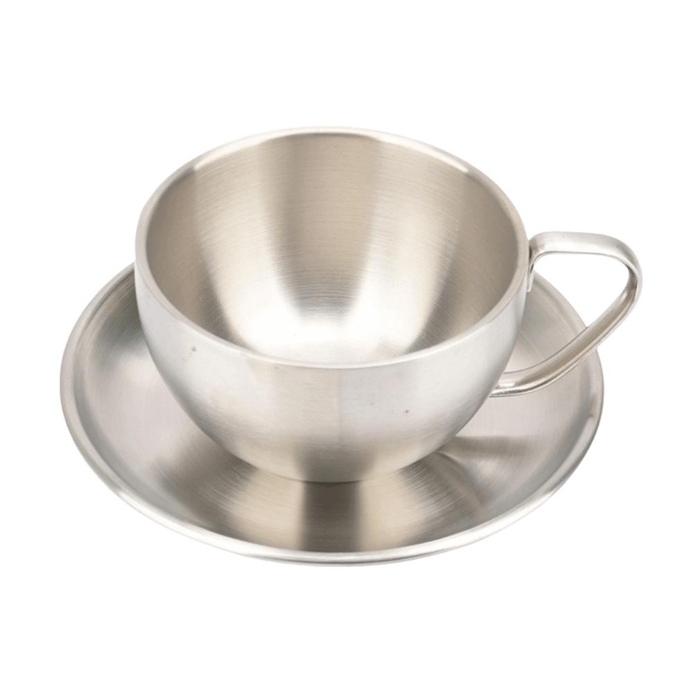 Heat Resistant Coffee Mug Stainless Steel Tea Mug Luxury Cup Saucer Set  Household Coffee