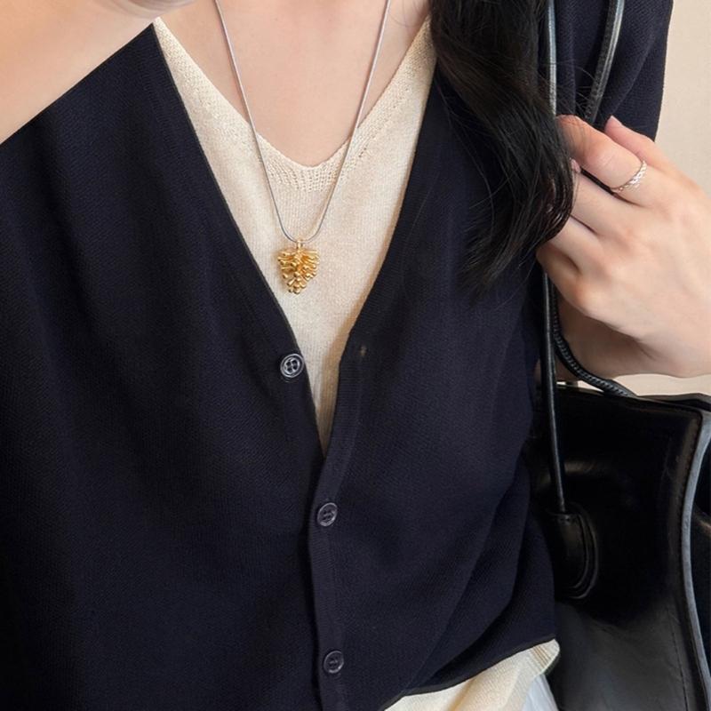 Adjustable Necklace with Silver Pine Cone Charm for Everyday Wear Versatile Styling Comfortable Designs