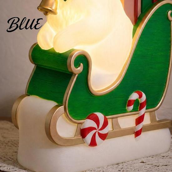 Christmas Cat Night Light Sleigh Light Synthetic Resin Decorative LED Indoor Party Decor USB Powered Lighted Figurine for Festive Holiday Cute Animal