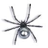 Koreanische Schwarze Spinne Strass Brosche für Damen - Vintage Korsagen Schmuck, Halloween Accessoire
