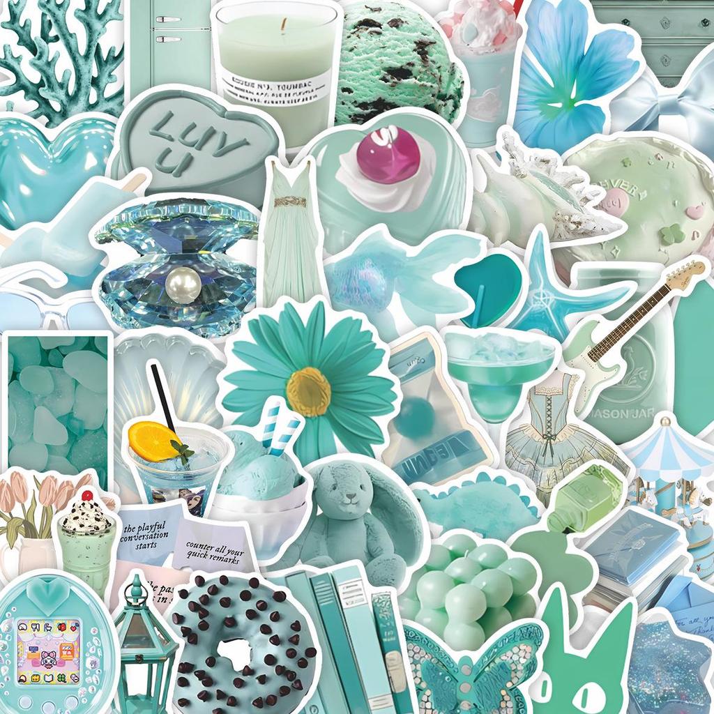 Mint Green Graffiti Stickers - 50 Sheets for DIY Notebook & Luggage Decoration
