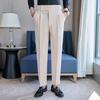 Men's Korean Slim Fit Tapered Trousers Autumn Vintage High Waist Business Solid Color Straight Leg Casual Pants