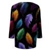 Top de Cuello con Estampado de Carnaval de Manga Tres Cuartos Casual y a la Moda para Mujer