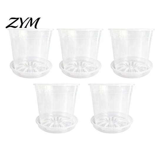 Breathable Plant Pots for Rootlets Clear Plastic Orchid Pot with Saucer, Repotting Supplies Drainage Holes, Ventilated Flower Rose, Phalaenopsis,