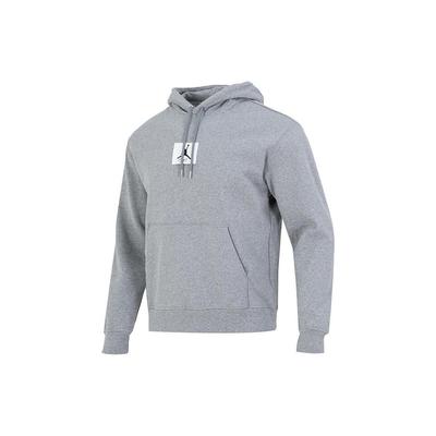 Jordan Logo Baskılı Bağcıklı Kapüşonlu Polar Astarlı Uzun Kollu Erkek Üstleri Gri DQ7339-091
