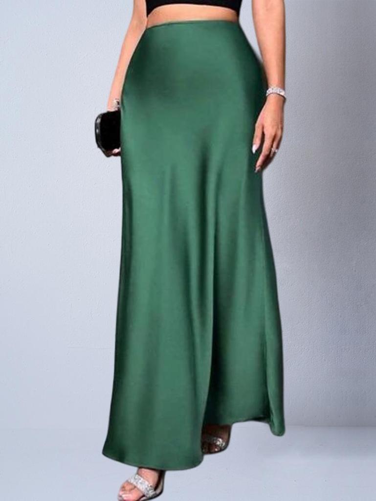 European & American Women's Imitation Silk Long Skirt, 2025 Spring/Autumn Collection