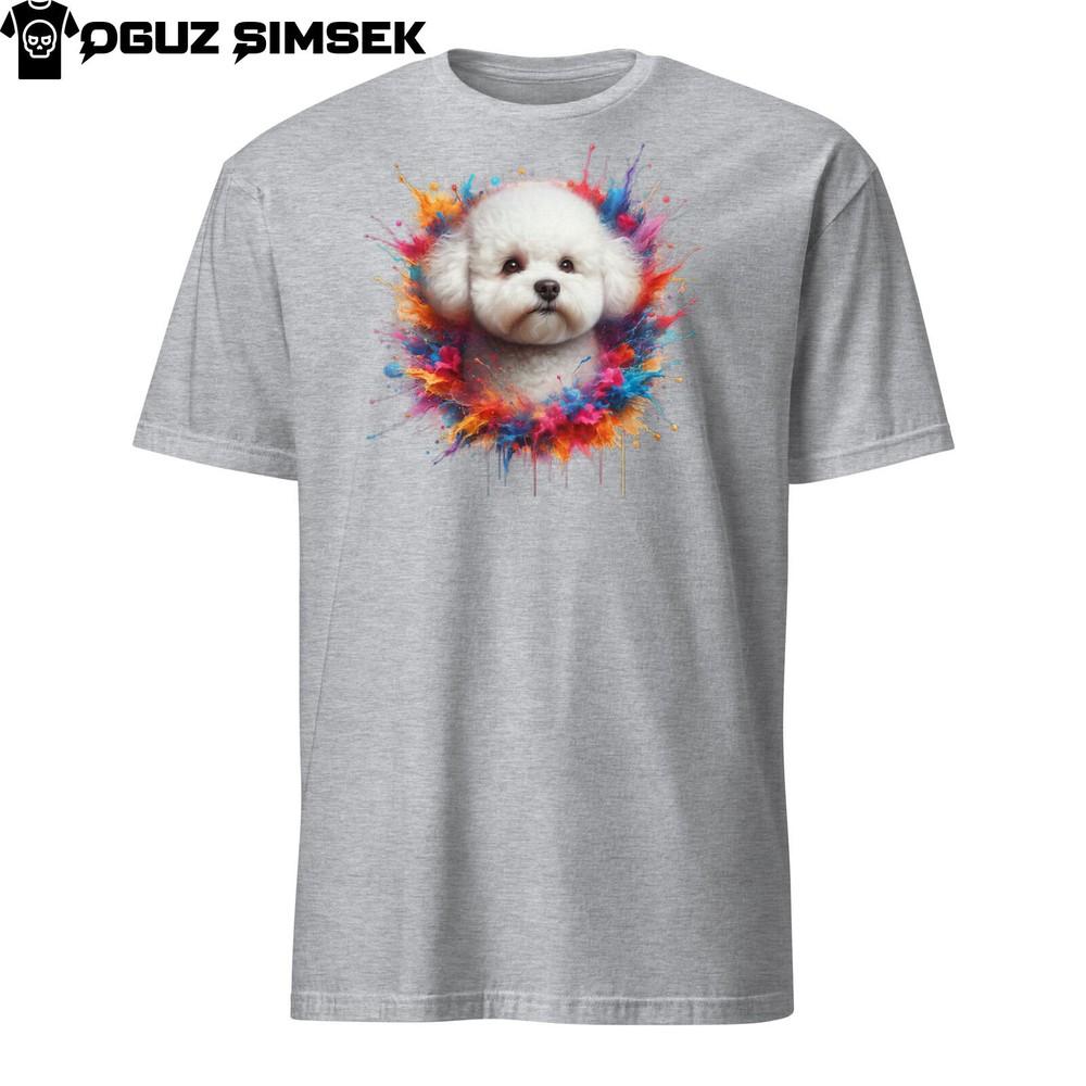 

Colorful Bichon Frise Unisex T-Shirt | Vibrant Dog Design | Short Sleeve Tee S