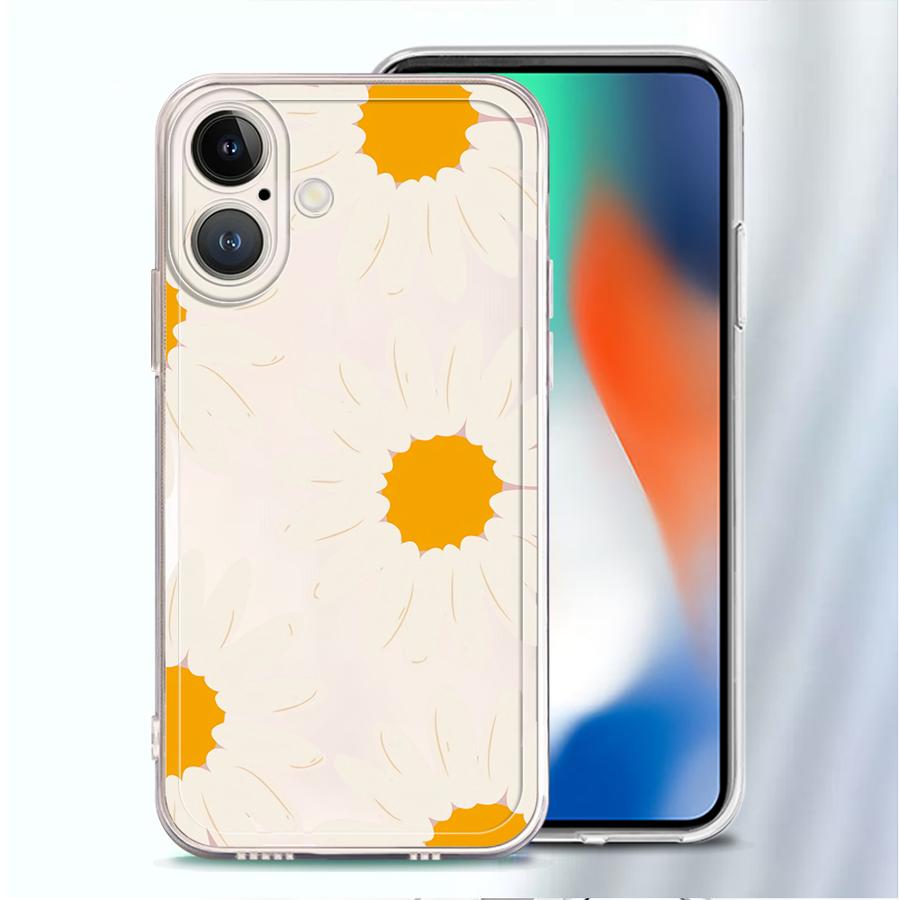 Case for iPhone 17 Pro Max XR 12 Mini 16 Air XS Max 7 8 13 Pro 14 Plus 15 11 Soft Phone Cover Minimalist Sunflower