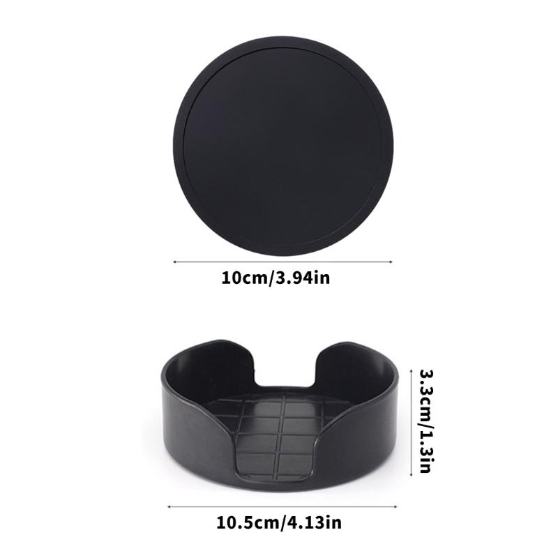6Pcs Round Silicone Drink Coasters Heat Resistant Protects Tables From Heat Damage Cup Mugs Mats For Home Kitchens