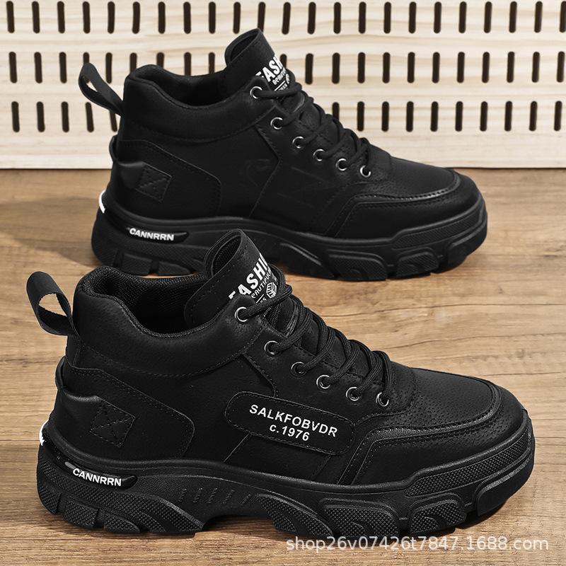 

Martin boots men s shoes autumn new breathable high-top tooling shoes men s Korean version versatile platform casual short boots trendy shoes 39 чёрный