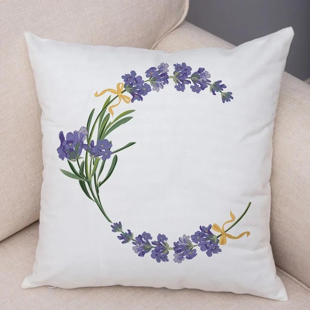 Lavender Letter Cushion Cover Sofa Home Car Decoration Living Room Bedroom Pillowcase 45X45Cm Pillowcase