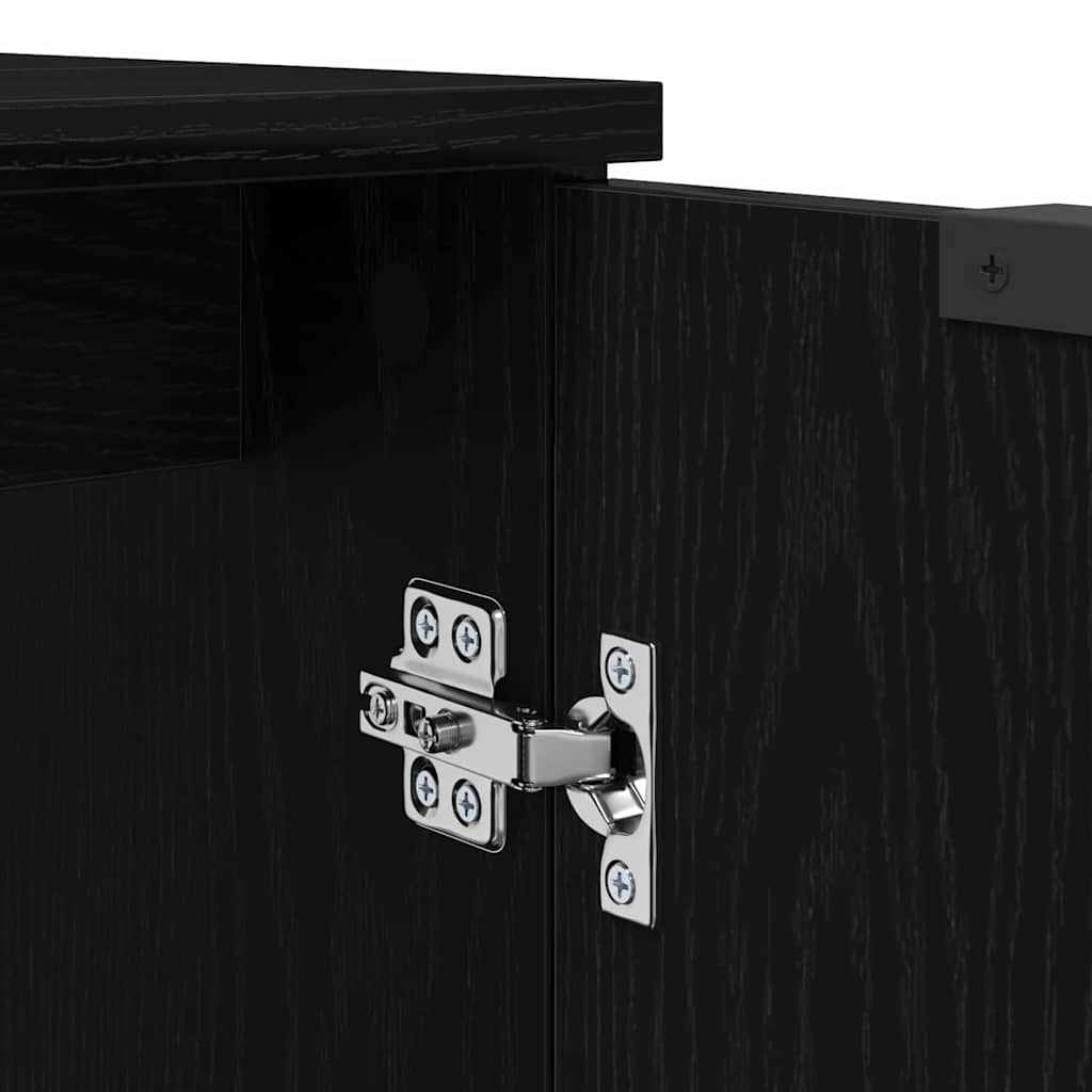 Bathroom Cabinet Set 2 Pieces Black Oak Effect Wood Based Material