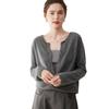 Korean Style Light Luxury Cashmere Cardigan - Women's Round Neck, Rolled Hem, Loose Fit, Slimming Knitwear Versatile Top