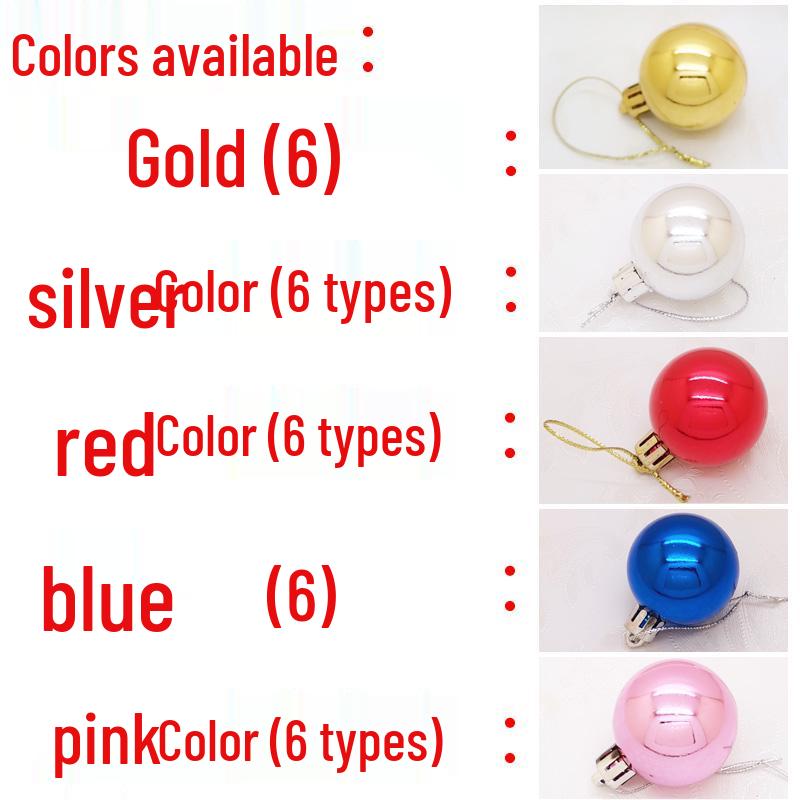 Weihnachtsbaum Ornamente: 6 galvanisierte Dekorationskugeln (7cm, 5cm) in Gold, Silber, Rot und Blau.