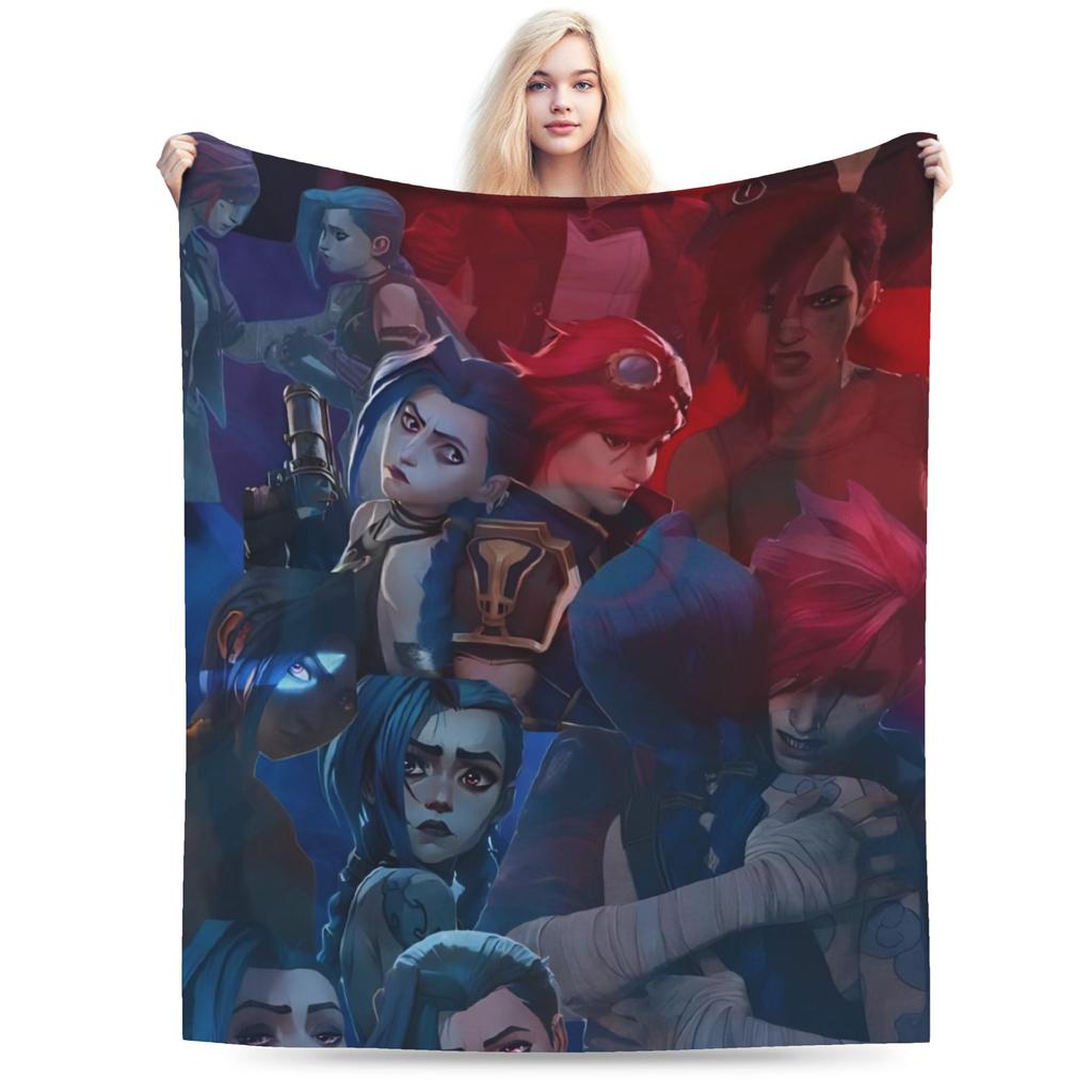 Arcane Vi Jinx Blankets Quality Warm Throw Blanket Autumn Students Living Room Aesthetic Bedspread