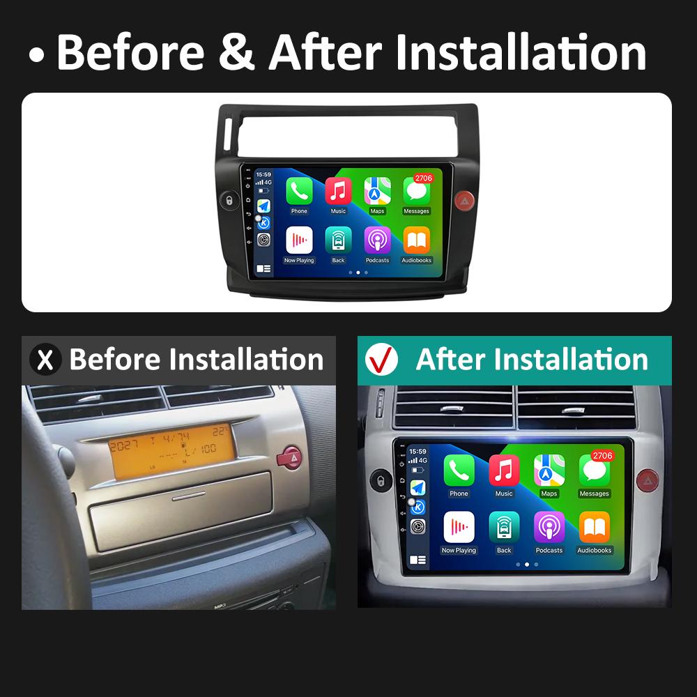 Player Multimedia Video Auto Pentru Citroen C4 C-Triomphe Quatre 2004 2005 2006 2007 - 2014 Ventilator de Răcire Android Auto Carplay Nu 2din