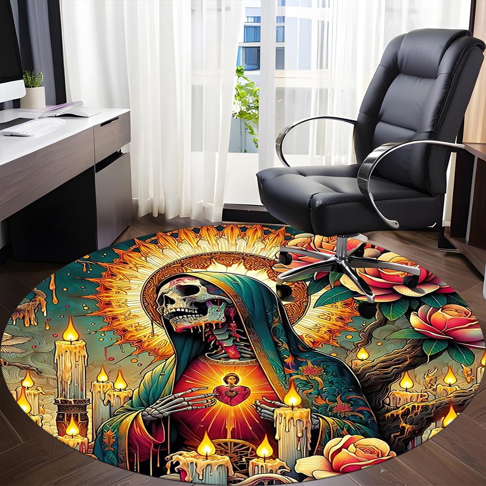 1pc Day of the Dead Virgin Mary Chair Carpet for Office Non-Slip, Lightweight, Machine Washable Rug for Office, Room - Holiday Decoryy251016007