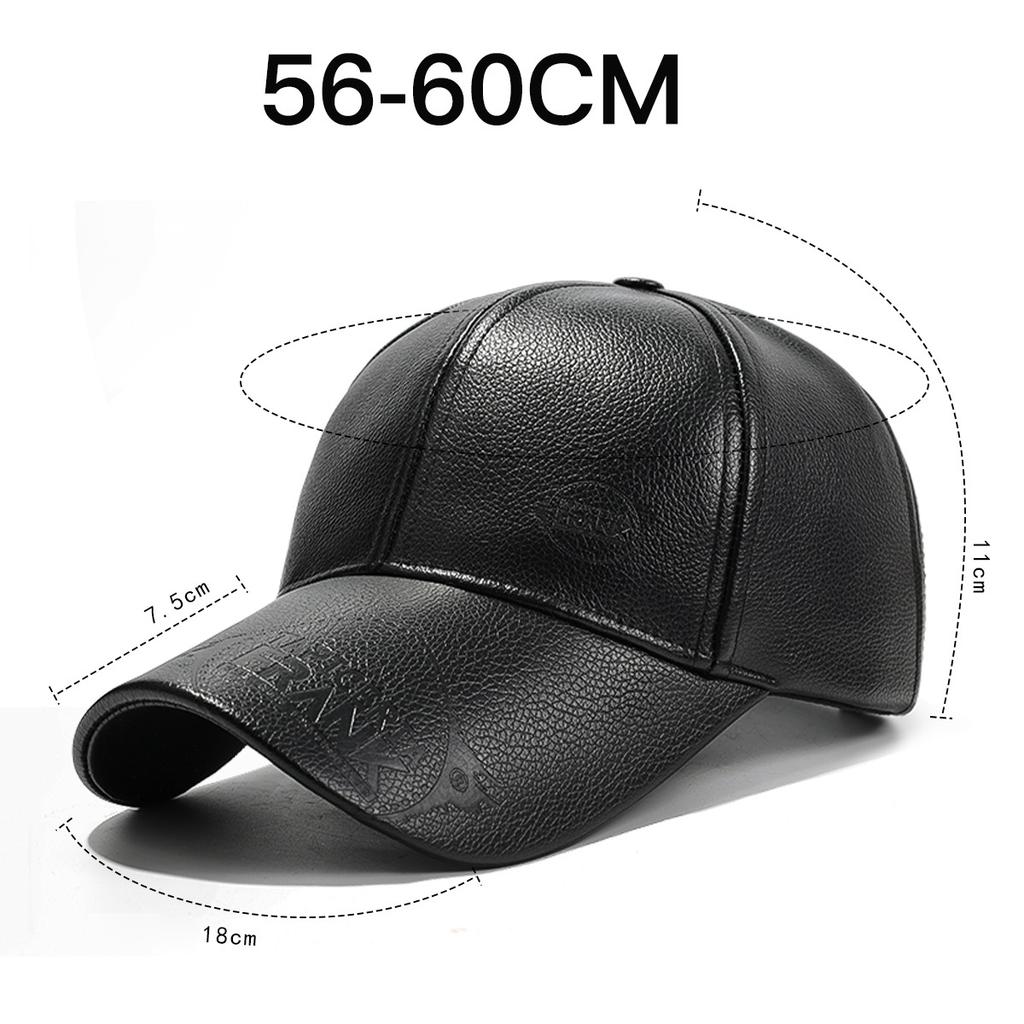 Autumn Winter PU Baseball Cap Outdoor Velvet Warm Cap Middle-Aged Old Man Cap