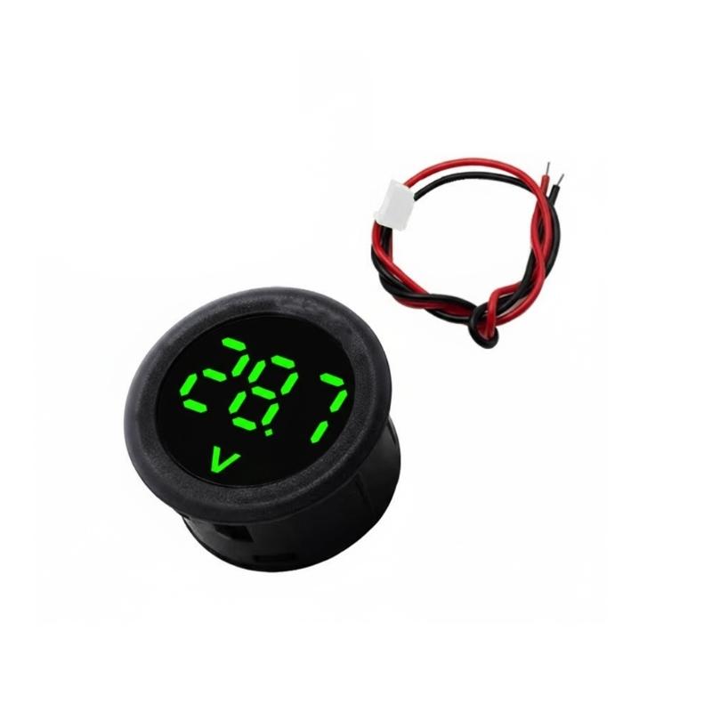 Waterproof Voltmeter Round Voltage Meter Voltage Detector Tester 5-100V Car Voltage Gauge LED Digital Display
