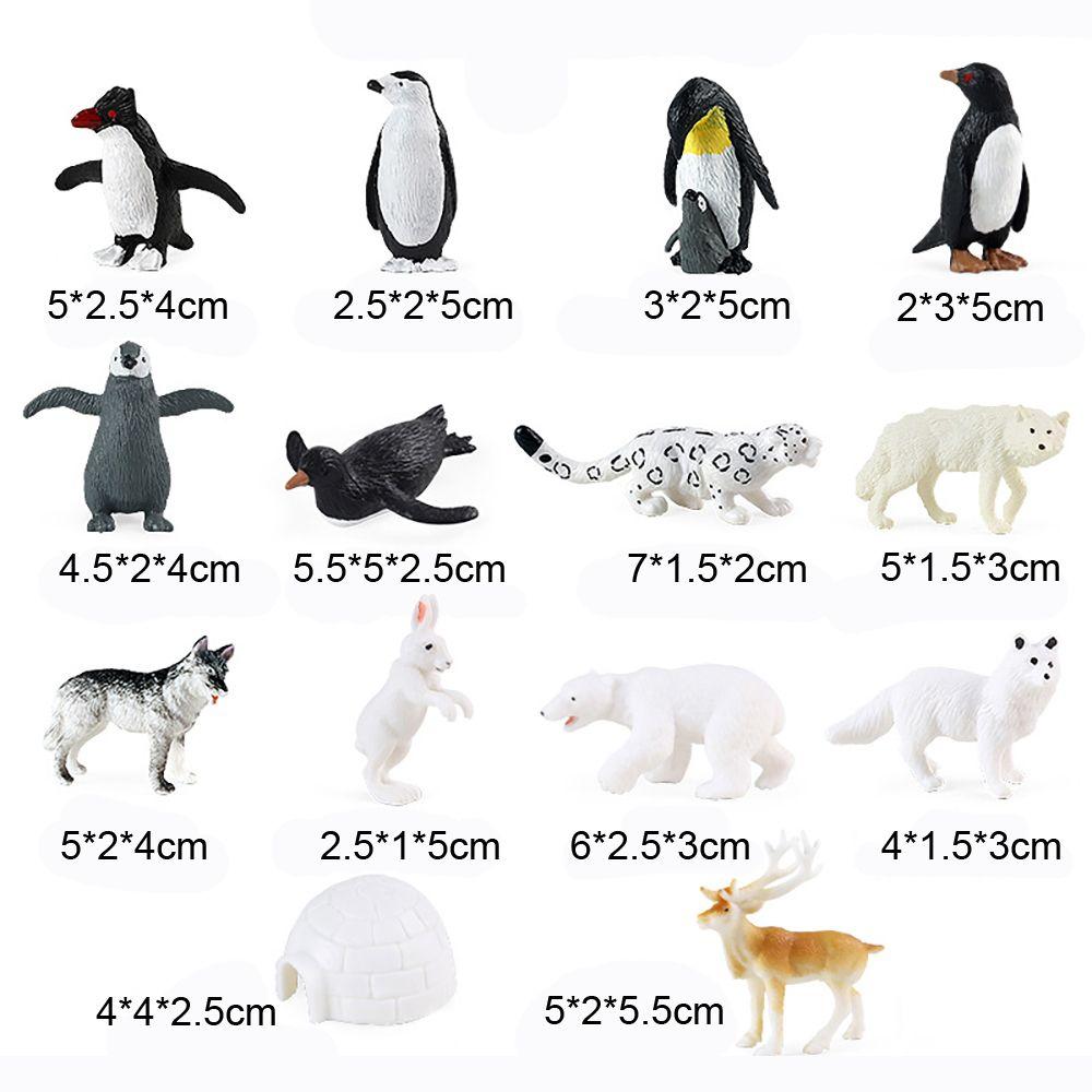 Educational Polar Bear Fox Rabbit Reindeer Wolf Arctic Animal Model Miniature Penguin Figurines