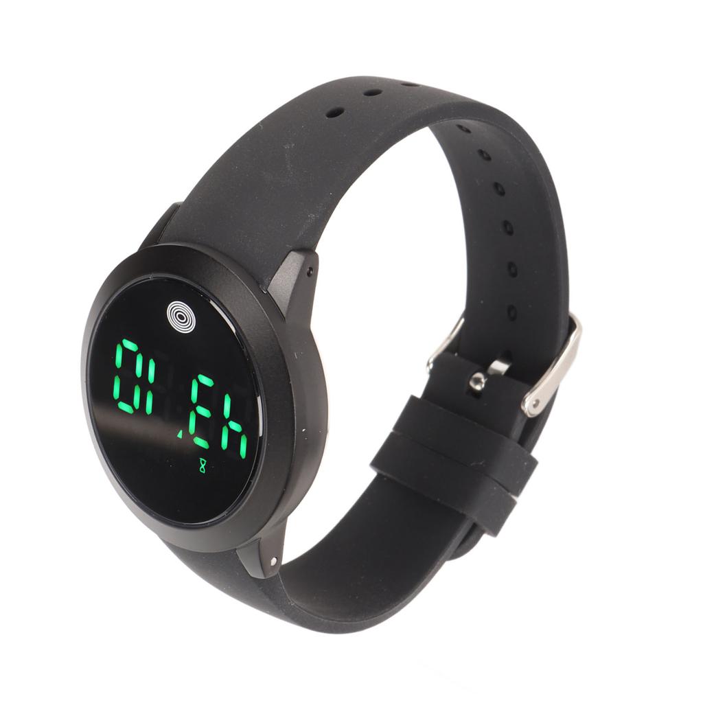 Digital Waterproof Watch Multifunctional Stylish Color Touch Screen Countdown Timer 12 24 Hours Sports Watch Black