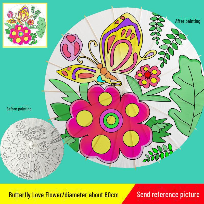 DIY Handbemaltes Weißes Ölpapier Schirm-Set für Kinder - Bastelprojekt im antiken Stil für den Kindergarten