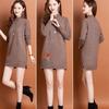Half Turtleneck Sweater Dress Women's Solid Color Casual Mid-length Knitted Sweater Autumn and Winter Top Loose and Trendy Pullover