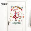 Living Room Holiday Decors Christmas Santa Claus and Colorful Lights Wall Stickers, Removable PVC Decal, Peel Party Photo Backgrounds Stick Art Decor