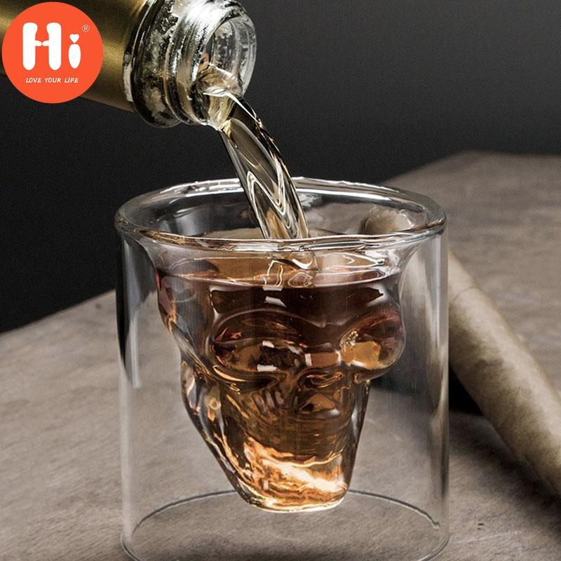 Hi Coffee Mug Double Crystal Skull Head Glass Cup Whisky Wine Vodka Bar Club Pivo Sklenice na víno