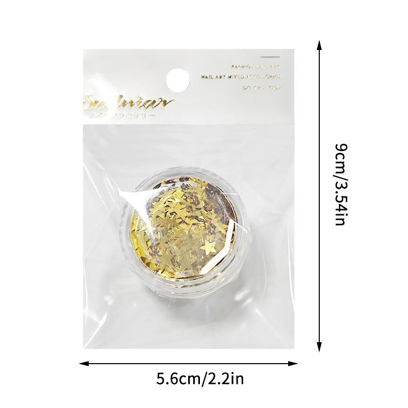 1Box Five Pointed Star Heart Nail Mix Sequins Flash Nail Shining Mirror Flour Decoration Nail Art DIY Nail Art Enthusiasts