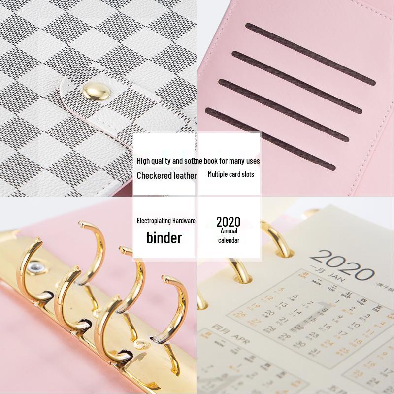 A5 Premium Leather Grid Pattern Binder Journal