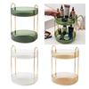 2 Layers Condiment Storage Rack Kitchen Organizer Box Cosmetics Storage Rack Clear Turntable Fruit Basket for Cabinet