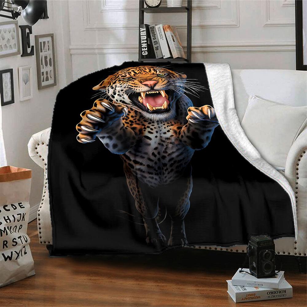 1PC Leopard Print Blanket, Throw For Sofa, Bed, Travel, Camping, Livingroom, And Bed, Printing Blanket With Soft And Warm Fabric Yy250918147