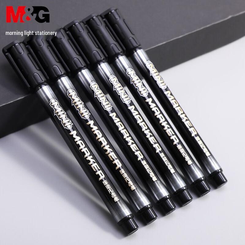 M&G Black Fine Tip Permanent Marker Pen (12 Pcs)
