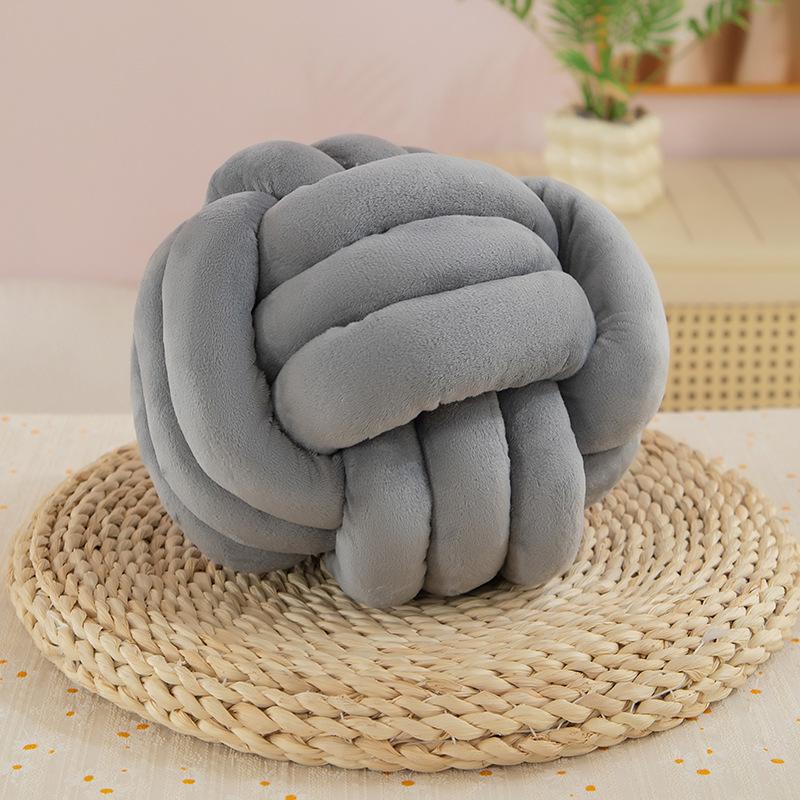 Nordic Hairball Pillow Three-strand Rope Knotted Ball Pillow Hand-woven Velvet Pillow Cushion Knot Bay Window Cushion