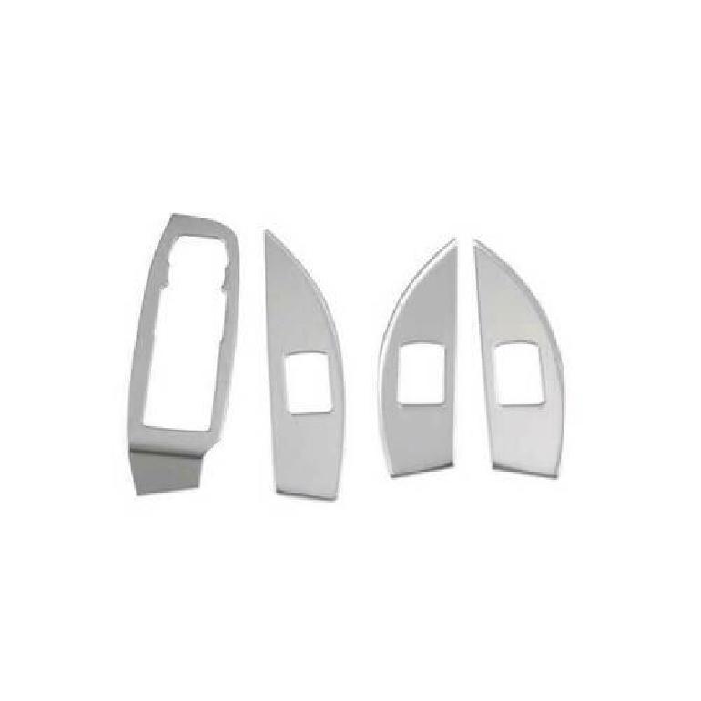 4pcs Silver Steel Car Window Lift Glass Switch Frame For Cadillac CT5 -